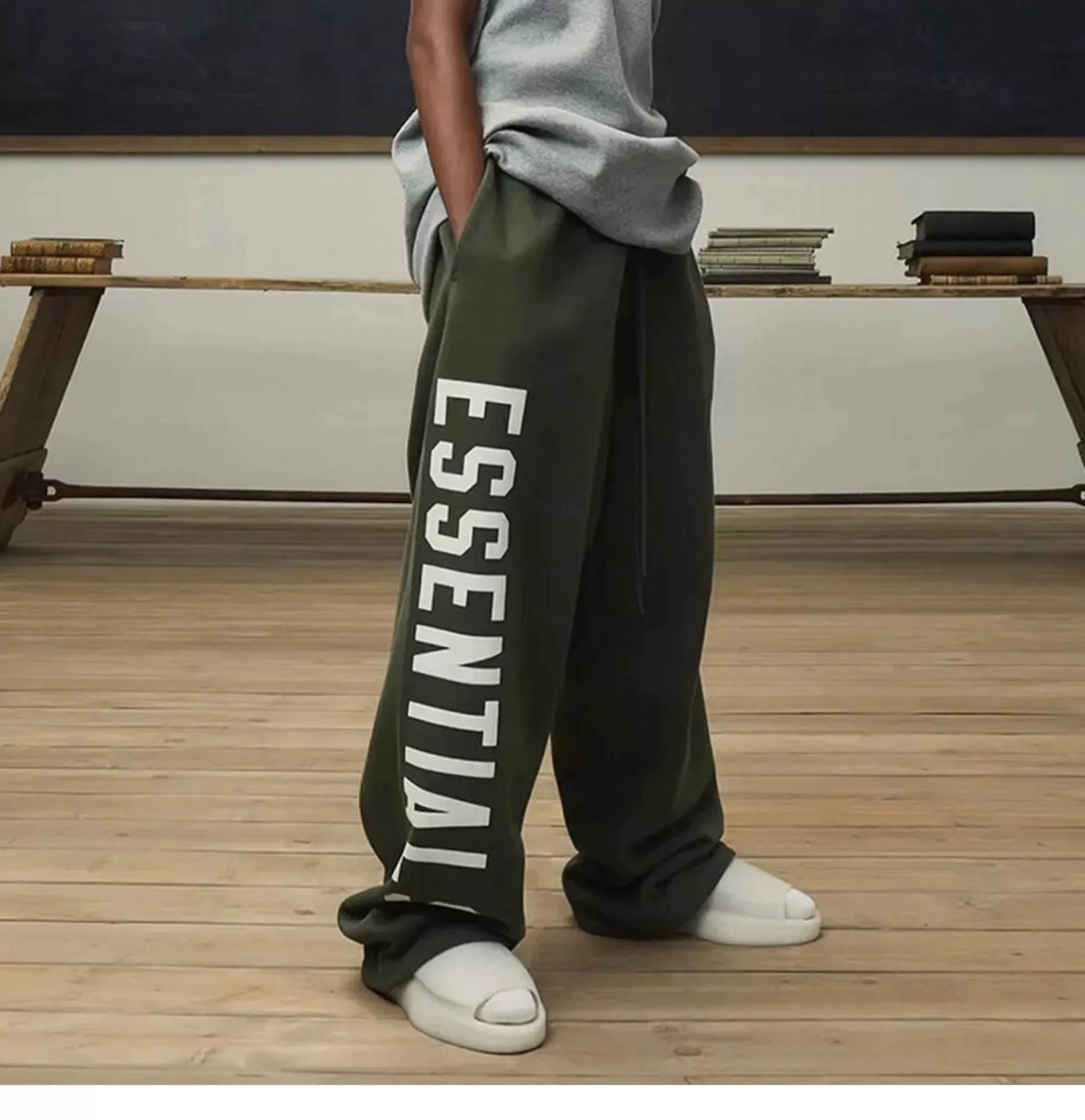 🎀Hot Sale 🎀118 【 、 】Fear of God Essentials Fall 24 BACK TO SCHOOLSeries Fleece Relaxed Sweatpant Same Style ：Black/Gray/ / Size：XS-XL